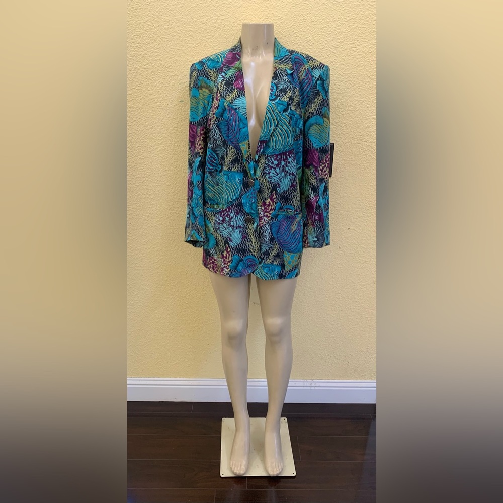 VTG Nordstrom Town Square Size Medium Multicolored Tropical Fish Print Blazer